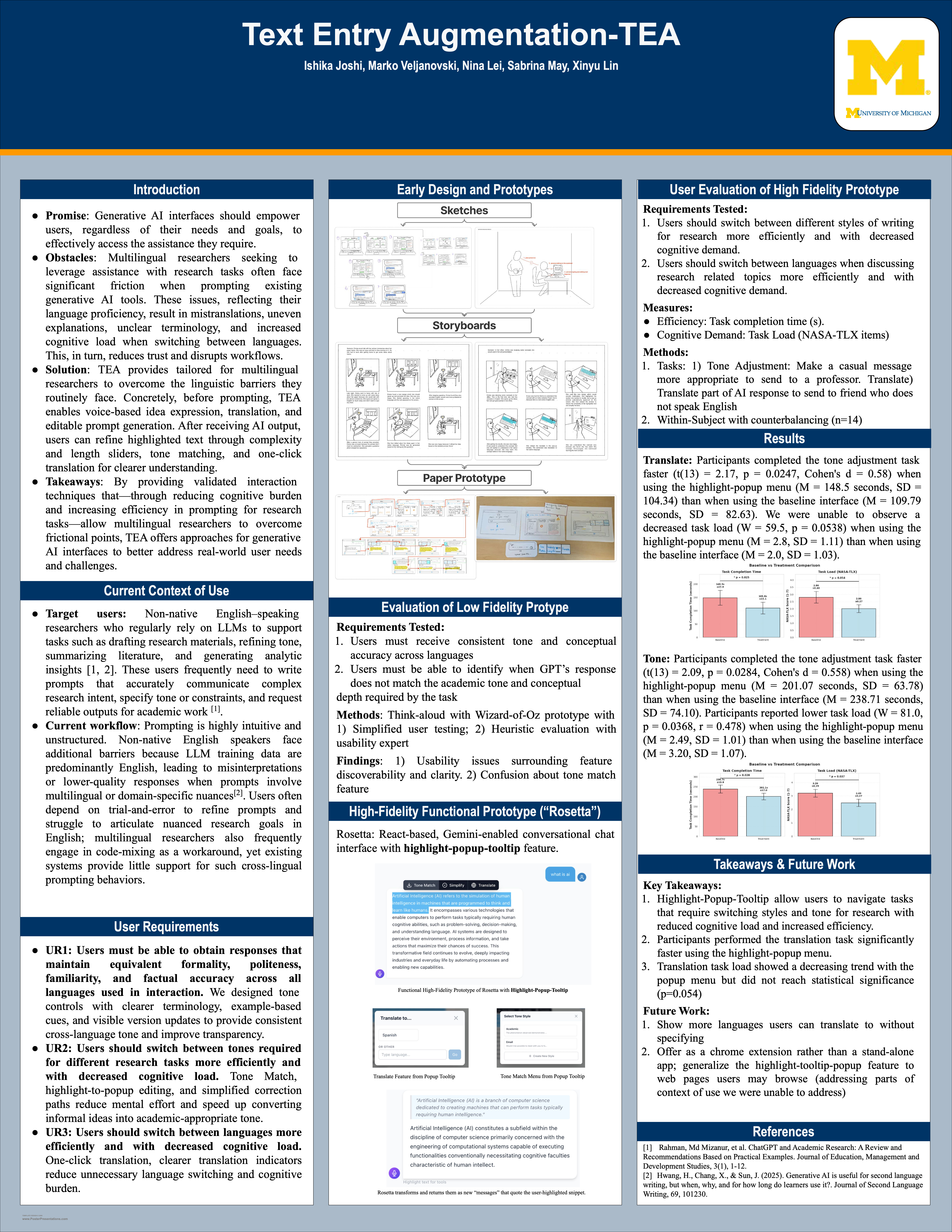 TEA / Rosetta research poster — presented at University of Michigan EECS research poster session