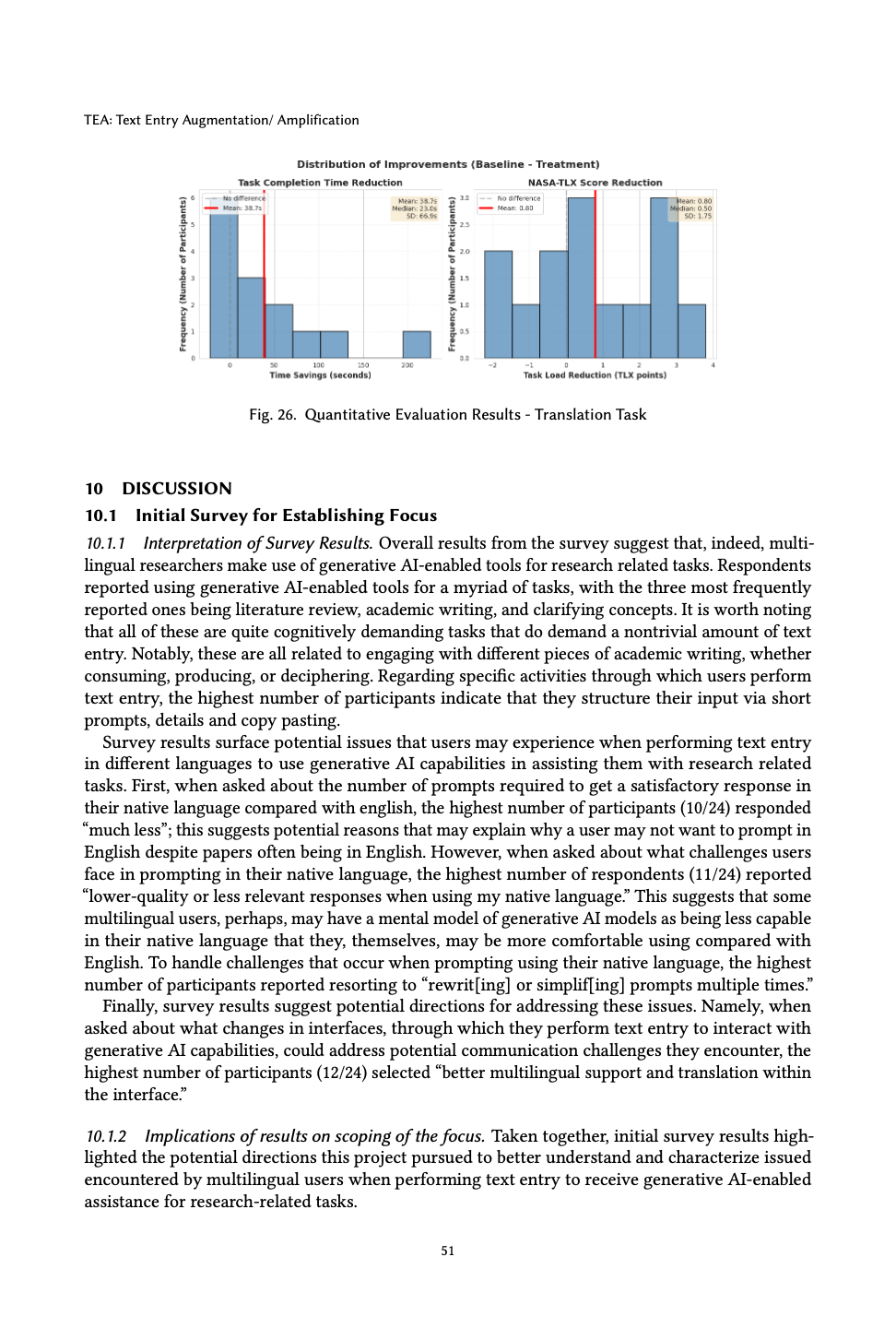 Distribution plot of per-participant time savings and TLX reductions under treatment