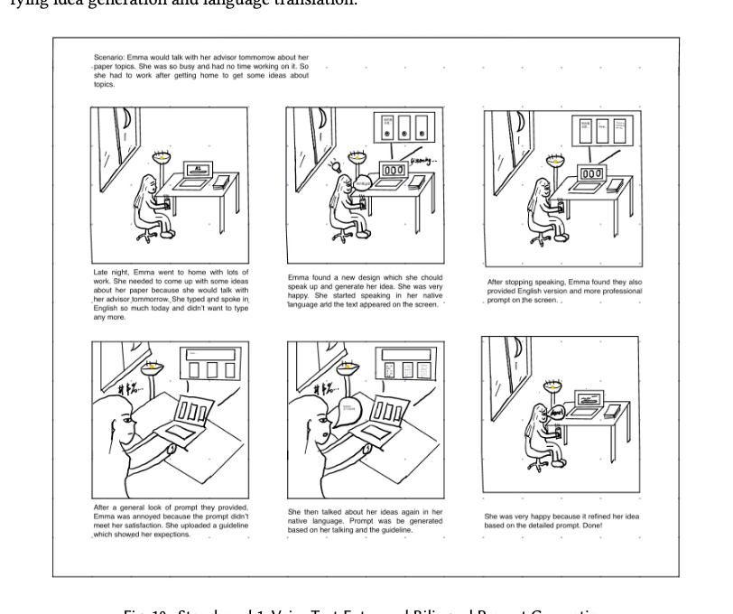 Storyboard 1: Voice text entry and bilingual prompt generation